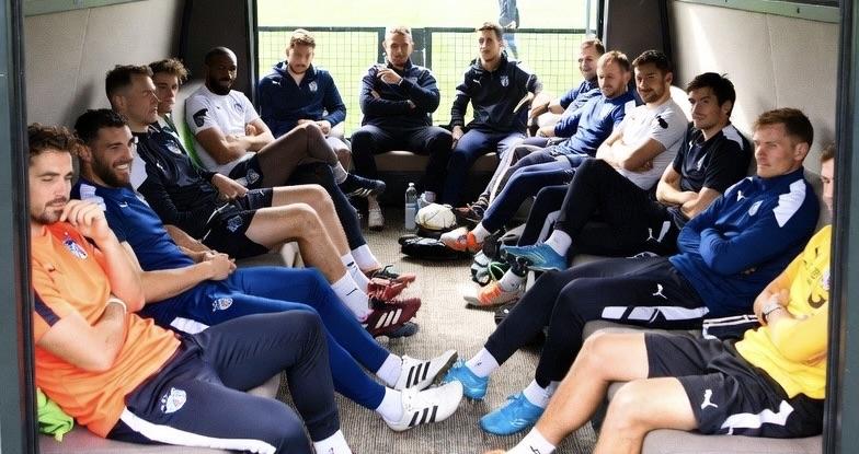 College soccer team using PitchEquipment team shelter